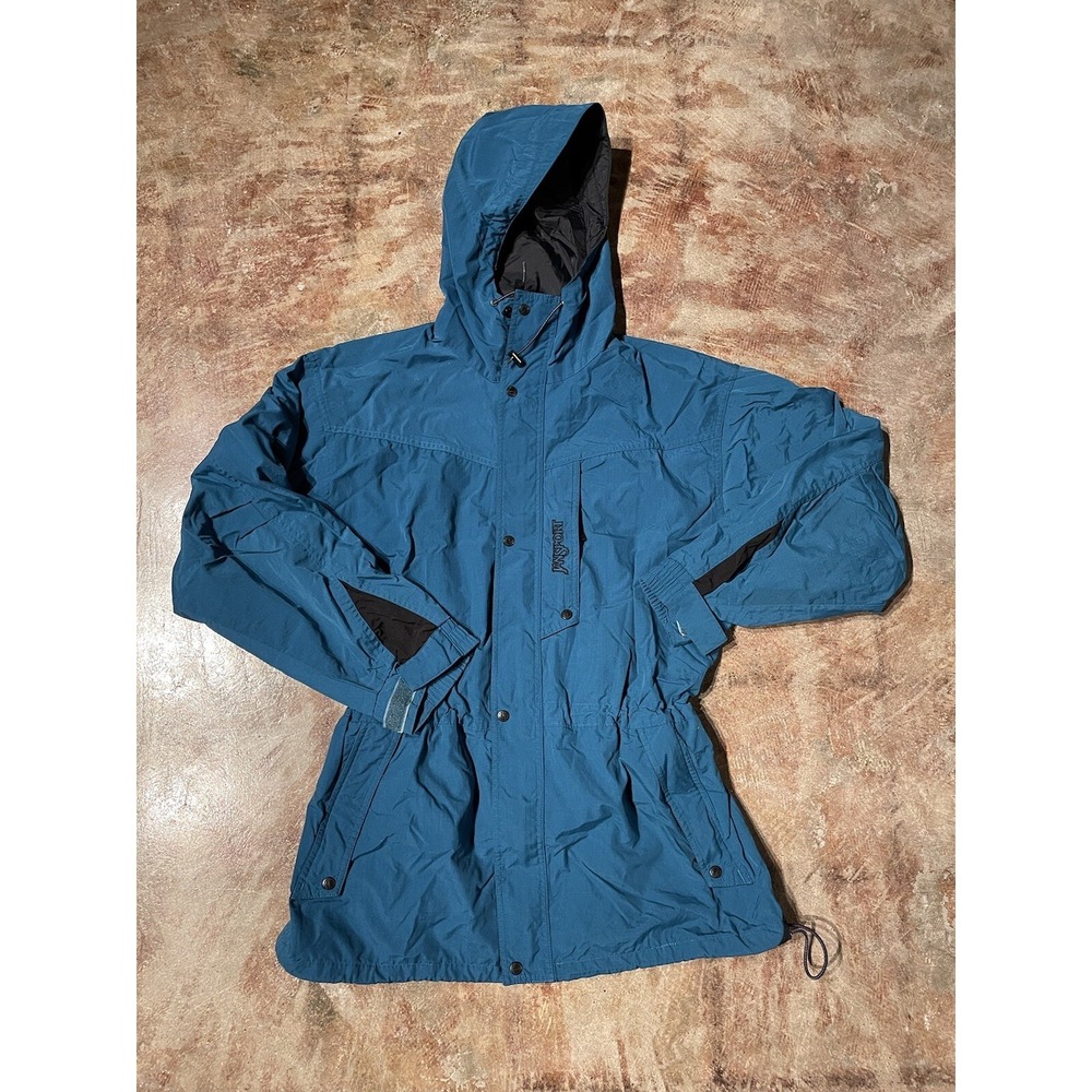 Vintage Jansport Ski Windbreaker Jacket Blue Black Womens Sz M‎ RARE